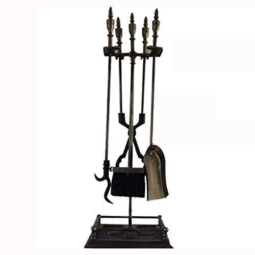 Set di strumenti per caminetto 5 PZ Set di strumenti per camino in ferro battuto Accessori per caminetto con maniglie Strumenti per interni Decorazione per camino esterno Poker Strumento moderno Pinze