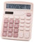 OFFIDIX Calculatrice de bureau à fonction standard double puissance calculatrice électronique 12 chiffres grand écran LCD (rose)