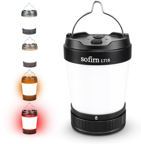 Sofirn LT1S - Lampada da campeggio a LED, 2700 K-6500 K, ricaricabile, modalità di luce SOS rossa, durata fino a 500 ore, IPX8, impermeabile, durata della batteria, per campeggio, escursionismo