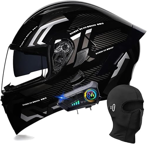 Casque de moto modulaire Bluetooth, intégral, rabattable, double visière, avec double haut-parleur et microphone, homologué DOT/ECE, pour adultes, hommes et femmes, tailles M à XXL H,L=59-60CM