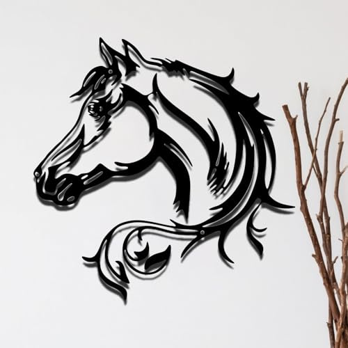 Homorro Decorazione da Parete in Metallo Cavallo Decorazioni Casa Oggetti Decorativi per Camera da Letto Pareti Bagno Muro Salotto Soggiorno Home Decor Moderna Murali Wall Art Regali Nero Cavalli