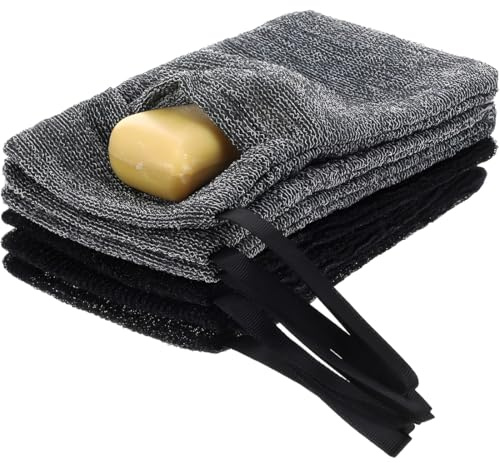 KIRZAX Pack de 6 Bolsas de Jabón, Bolsas de Jabón para Jabón Sólido, Bolsas de Malla de Espuma Gruesa Doble para Ahorrar Jabón, Esponjas Exfoliantes Corporales para Baño y Ducha
