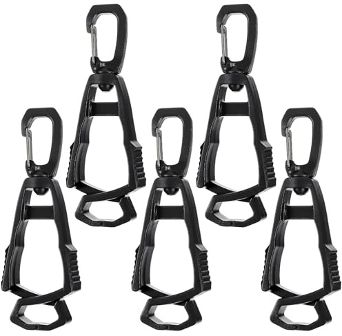 LIQWEI 5 Stück Handschuh Clips, 360° Drehbar Handschuhe Halter Grabber Halter Für Arbeitshandschuh Handschuhhalterung Multifunktionaler Anti-Verlust-Handschuhclip Arbeitshandschuh Clip (Schwarz)
