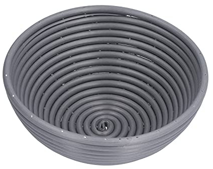 Cestino per la lievitazione del pane lavabile, cestino per la lievitazione del pane per la panificazione con pasta madre, cestino da forno in plastica rotondo e ovale dal design (Rotondo grigio scuro