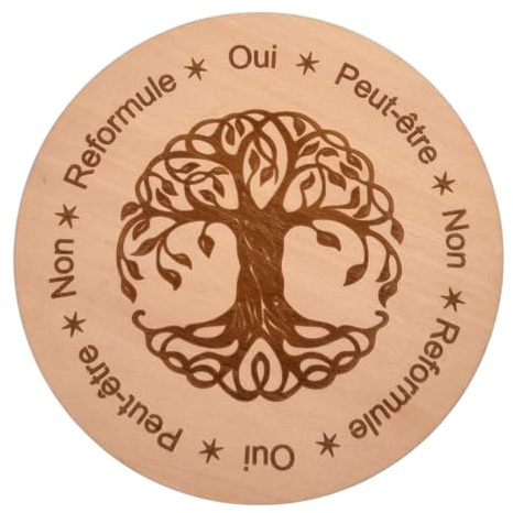 Planche à Pendule en Français en bois 15 cm, Radiesthésie (oui/non) – Cadran Divination – Support de Guidance Spirituelle et Ésotérisme – Fabrication Artisanale(Arbre de vie)