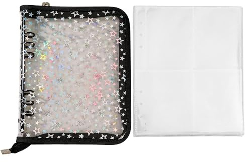 Classeur de cartes transparent, grand album photo, 24 x 19 cm, rangement de cartes avec 4 poches, support de collection en PVC épais, album de trading avec design transparent, organiseur de cartes
