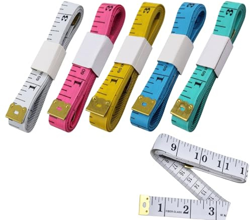 5 PCS Tape Measure Body, Soft Flexible Tailor Measuring Tape, Dual Scale 150cm/60 Inch Fabric Ruler For Sewing Craft Weight Loss Body Measurement Portable Multicolour Tailoring Tool