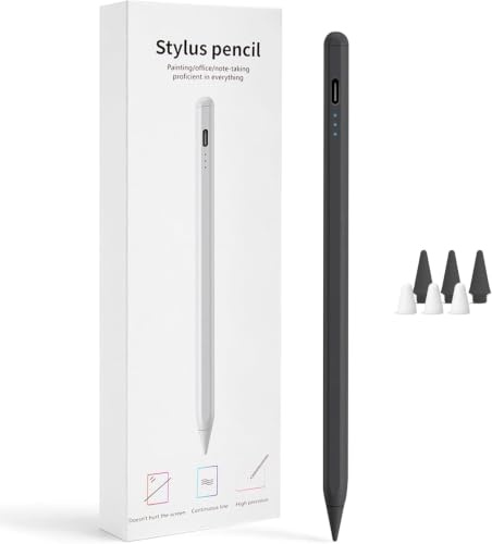 Stylet iPad 2018-2026 avec Charge Rapide USB-C, Rejet Paume, Inclinaison
