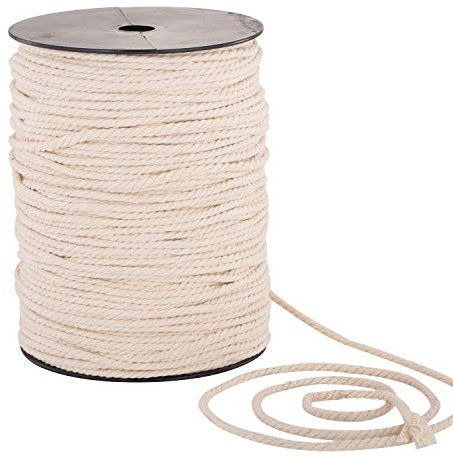 Macrame Cord 4mm x 240yd | 100% Natual Cotton Macrame Rope | 3 Strand Twisted Cotton Cord for Handmade Plant Hanger Wall Hanging Craft Making
