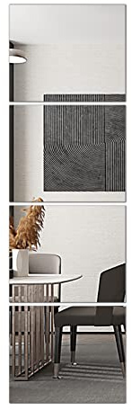 Delma Glass Full Length Wall Mirror Tiles, 14'' x 12'' 4PCS, Frameless Body Tiles for Bedroom, Mounted Home Gym, Door