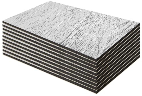 10 tappetini fonoassorbenti per auto, 7 mm, 40 cm x 25 cm, 1 m², isolamento acustico e termico, in schiuma a celle chiuse, con fogli autoadesivi impermeabili e resistenti all'umidità