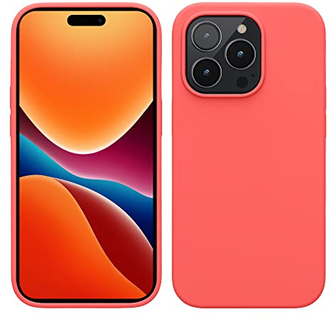 kwmobile Handyhülle für iPhone 14 Pro Hülle, für iPhone 14 Pro Case - Hülle Silikon - kabelloses Laden - Neon Koralle