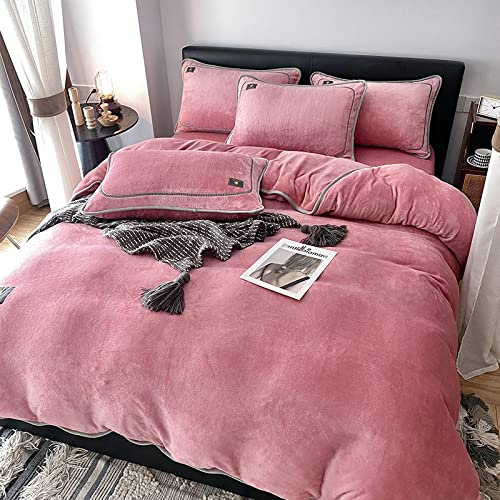 MAHPKYZ Fleece sängkläder enkel, enfärgad flanell påslakan för hem varm tjock sammet sängkläder set sängkläder dubbel drottning king size lyxigt påslakan, dotter fru gåva