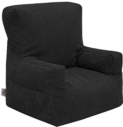Ready Steady Bed Child Toddler Armchair | Comfy Kids Corduroy Beanbag Furniture | Ergonomically Designed Bean Bag Chair | Soft Children Safe Seat Playroom Sofa | Lightweight And Durable (Black)
