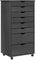 vidaXL Rollschrank, Rollcontainer mit 8 Schubladen, Kommode Schubladenschrank mit Rollen, Büroschrank Aktenschrank Rollwagen, Grau Massivholz Kiefer