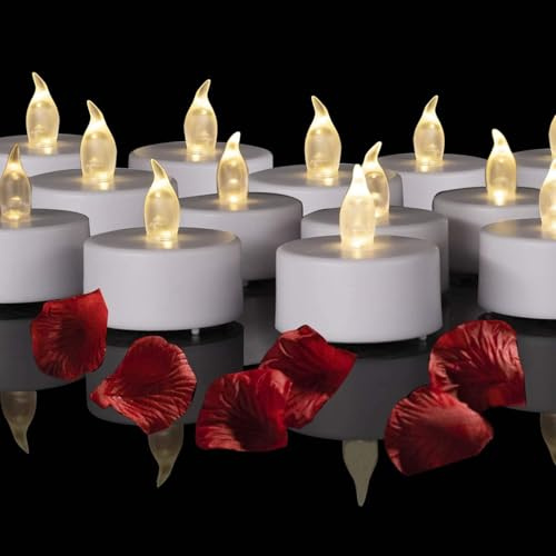 Lot de 50 bougies chauffe-plat à piles sans flamme vacillantes, plus de 200 heures, fausses bougies électriques LED pour mariages, Noël, Halloween, décorations de table (blanc chaud)