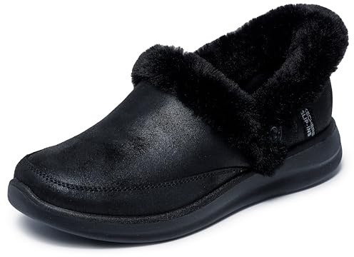 Skechers Damen Cozy Escape Hausschuh, Black Performtex/Faux Fur, 38 EU
