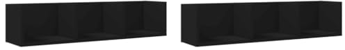 vidaXL Muebles de Pared 2 uds, Estantes Flotantes con Almacenamiento, Armarios Colgantes, Decoraciones para Salón, Madera de Ingeniería Negro