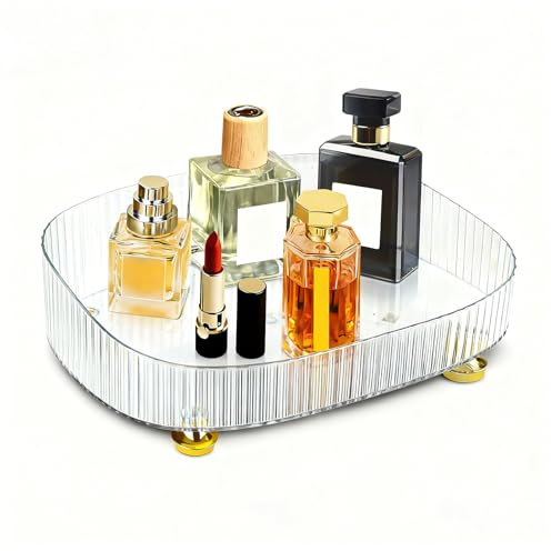 Mulaibdin Perfume Tray for Dresser, Perfume Organiser Tray Plastic, Bathroom Trays for Toiletries, Decorative Trays for Vanity,Bedroom, Makeup Jewellery Pallet Holder, Room Decor Aesthetic (White)