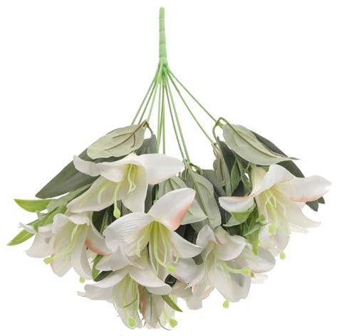 BATHVEVE Bouquet Di Lilium Artificiali Realistici Decorazione Versatile Per Casa e Matrimonio Di Fiori Imitazione Per Ambienti Festivi e Di Natale Elegante