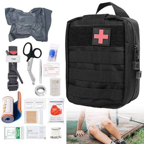 Trousse de Premiers Secours Outdoor – Kit de Secours Tactique Complet avec Contrôle des Hémorragies, Kit Trauma pour Camping, Randonnée, Chasse, Voyage, Voiture et Maison