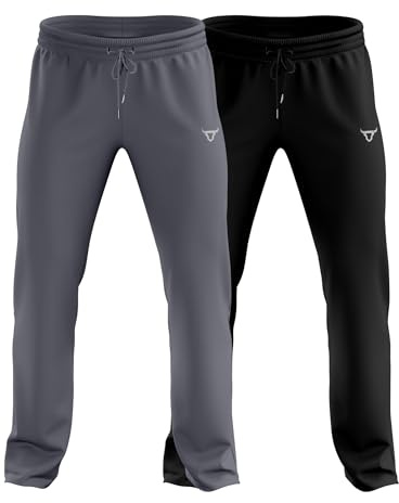 TORO ACTIVA Pack of 2 Mens Trousers Tracksuit Jogging Bottoms Lightweigt with Zipper Pockets Drawstring Joggers Sports Casual Running Gym Training Black Charcoal