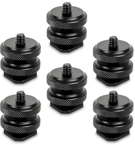 Iruihoo Lot de 6 adaptateurs de sabot de flash pour appareil photo 1/4 - Adaptateur de filetage pour griffe de flash, microphones et enregistreurs audio