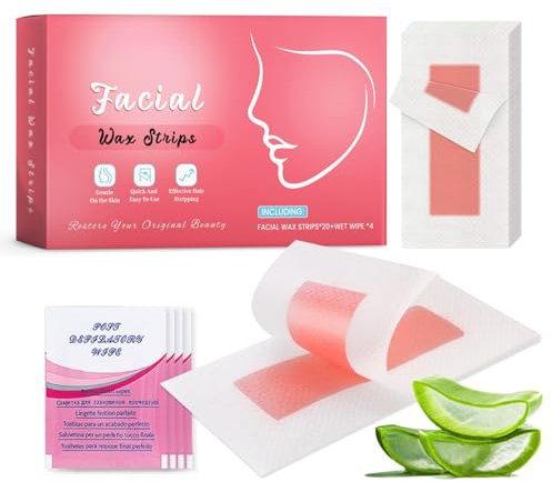 Kaltwachsstreifen Gesicht & Körper - Wachsstreifen Haarentfernung - Wax Strips für Frauen Männer - Gesichtswachsstreifen zur Haarentfernung mit Aloe Vera & Bienenwachs