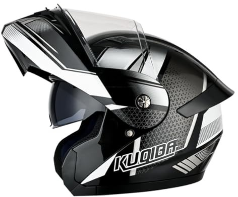 Casco Da Moto Apribile Casco Integrale Da Moto Per Uomini E Donne Con Doppia Visiera Adulti Casco Modulare Da Moto Caschi Di Protezione Omologati DOTECE 7,L:59-60CM