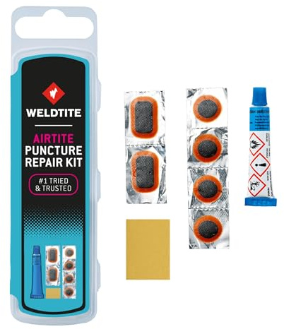 WELDTITE Airtite Bike Tyre Puncture Repair Kit - 6 Patches with Traditional Feather Edge, Quick & Dependable Bike Inner Tube Fix
