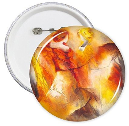 DIYthinker Femmes Couleur Orange huile abstraite écoles de peinture Impression Bouton Badge Broches rondes Vêtements Décoration cadeau 5pcs L Multicolore