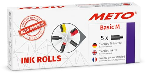 Meto Färgrullar för Meto Basic M/Arrow M, handregistreringsskyltar (5 stycken, svart, 2 rader, för 22 x 16 mm etiketter)