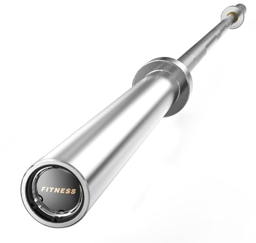PAPABABE Barbell, 7ft Olympic Barbell 45lb Solid Chrome, 2-Inch Sleeves with Hybrid Needle Bearings & Bushings, 1000lbs Capacity Home Gym Bar for Stable Training (Silver)