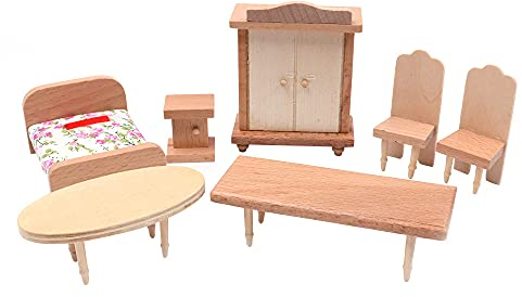 CENPEK Mobilier de maison de poupée à l'échelle 1:12 - Meubles miniatures en bois - Accessoires pour maison de poupée - Modèle de chambre à coucher