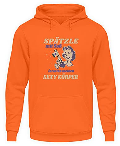 Spätzle avec sauce – Proverbes souabes – Cadeaux – Sweat à capuche unisexe, Orange Crush., M