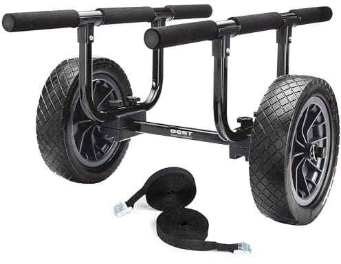 Best Marine and Outdoors Kayak Cart, Heavy Duty Kayak Trolley with Large Airless Wheels, Portable Kayak Dolly, Adjustable Width, Lightweight & Easy Transport