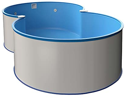Medipool Stahlwand Achtform-Pool-Set (L x B x T) 5,40 m x 3,50 m x 1,20 m, Pool Made in Europe, mit SF133 Sandfilteranlage mit 6 m³/h, Einbauskimmer, Filtersand, Poolschlauch