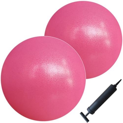 AppleRound 9-inch Pilates Ball, Pack of 2 with 1 Pump, Small Exercise Ball for Pilates, Yoga, Fitness, Physical Therapy, Stability Core Training (Pink)