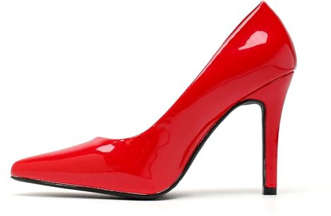 Women’s High Heel Pointed Toe Court Shoe Stiletto Heel Pumps Party Evening Prom Wedding Bridal Ladies Shoes (Red Patent, UK Footwear Size System, Adult, Women, Numeric, Medium, 10)