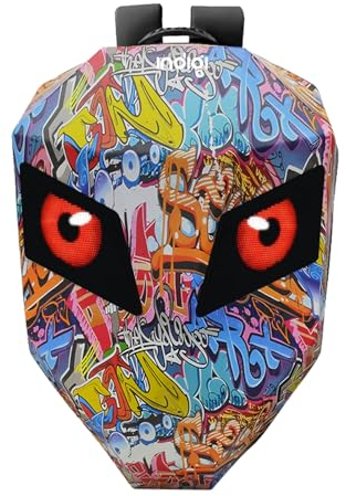 indigi Motorrad-Laptop-Rucksack, programmierbar, erweiterbar, Helmtasche, Schultertasche für Reiten, Wandern, Reisen, täglichen Gebrauch, Graffiti-Stil, Small, Klassisch