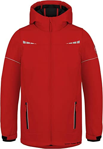 normani Kinder Winterjacke Wasserdichte Softshelljacke Skijacke Übergangsjacke Outdoorjacke mit Kapuze für Junge und Mädchen - Wassersäule: 11.000 mm Farbe Rot Größe 170-176