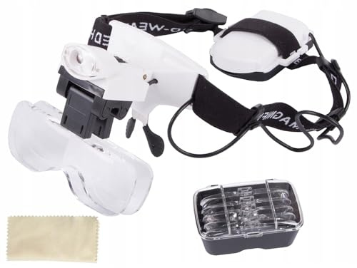 Occhiali da Ingrandimento Riparazione con Lenti di Ingrandimento Professionali per Orologi, Modellismo, Ricamo 10X, 15X, 20X, 25X, 35X Led