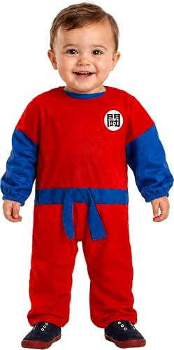 FIESTAS GUIRCA Liten ninja fighter babykostym karneval karneval småbarn – manga krigare babydräkt i rött och blått – anime karate karnevaldräkt baby pojke 18–24 månader