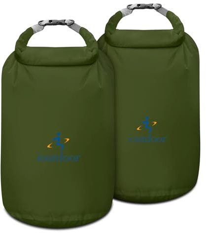 ioutdoor Dry Bag Set,2L/5L/10L/20L Waterproof Dry Bags Lightweight Dry Sacks Set Waterproof Canoe Bags for Rafting Hiking Camping Travel Fishing Boating(Army Green 2L+2L)