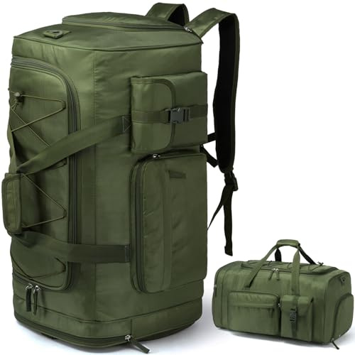 TAIHOYIN Borsone Palestra Uomo Donna 70L Borsa Sportiva Viaggio Grande con Porta Scarpe e Funzione Zaino per Fitness, Sport, Viaggi, Verde