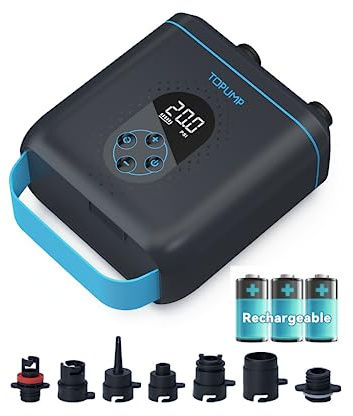 TOPUMP Paddle Board Electric Pump TPS260-20PSI Portable Rechargeable SUP Air Pump, Dual Stage Inflation & Deflation, Auto-Off for Stand Up Paddle Boards, Boats, Kayaks and Tent