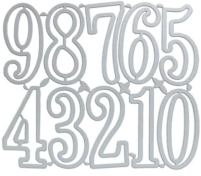 Stencil per numeri, Stencil Numerici in Metallo per Fai Da Te, Set di 10 Pezzi (Numeri da 0 a 9), Scrapbooking, Creazione di Biglietti, Inviti e Decorazioni, in Argento, Dimensioni 5 cm x 2,5 cm