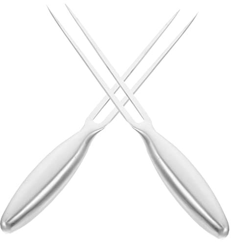 PRETYZOOM forchetta da barbecue in acciaio inossidabile cucchiai da portata cucina Forchette da barbecue professionali Forchette da barbecue per cottura della carne servire forchette grandi