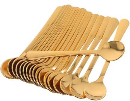 NUOBESTY 20 Pezzi Cucchiaini Mini in Acciaio 304 Cucchiaio da Caffè Espresso e Dessert Cucchiaio Dosatore per Zucchero Tè Gelato Cappuccino