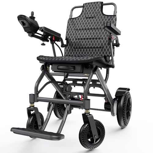 Fauteuil Roulant Électrique Easwe pour Adultes, Autonomie 24 km & Siège Ergonomique, Fauteuil Léger et Pliable avec Batterie 12Ah/Moteurs Puissants 500W, Modèle Tout-Terrain Portable